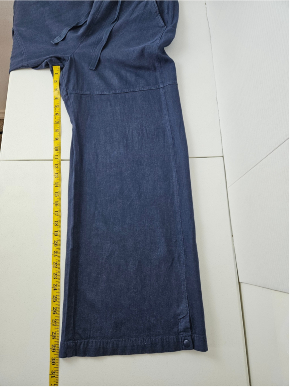 Anthropologie Pilcro Beach Cargo Wide Leg Linen Blend Pants Size M Blue - Picture 13 of 14